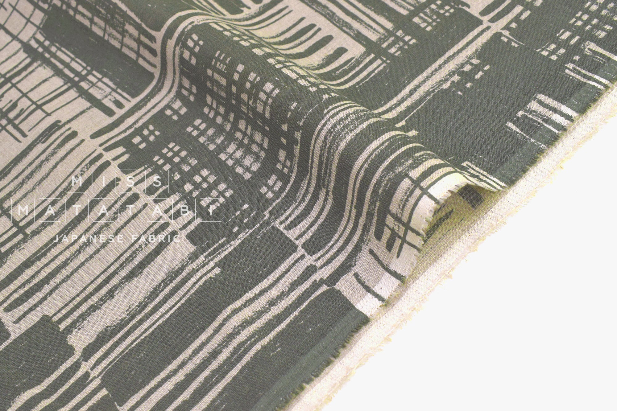 Japanese Fabric 100% Linen Screen - olive - 50cm