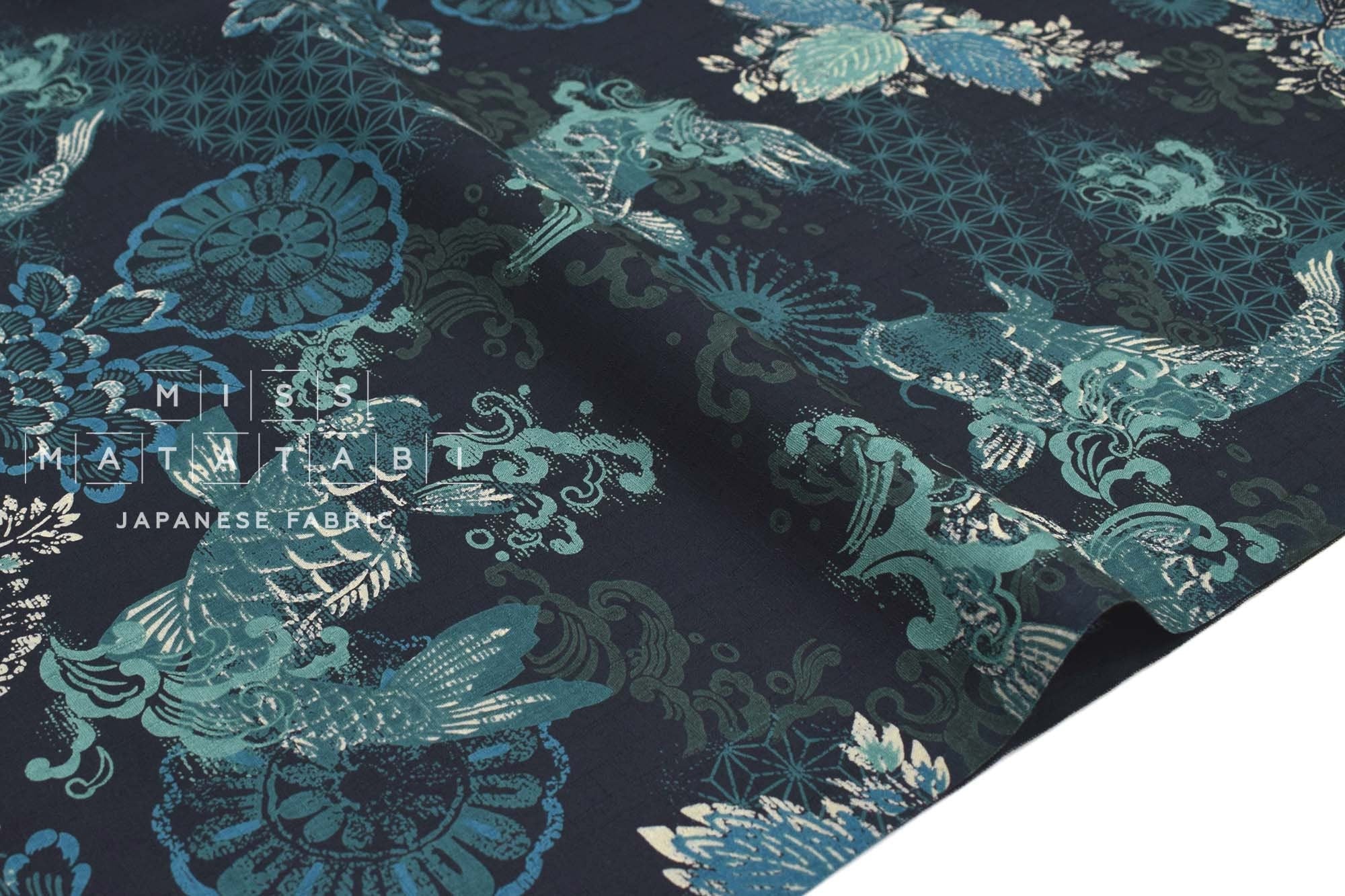 Japanese Fabric Ise Katagami Koi - C - 50cm
