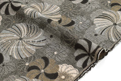 Japanese Fabric Yarn Dyed Woven Jacquard C - black, latte - 50cm