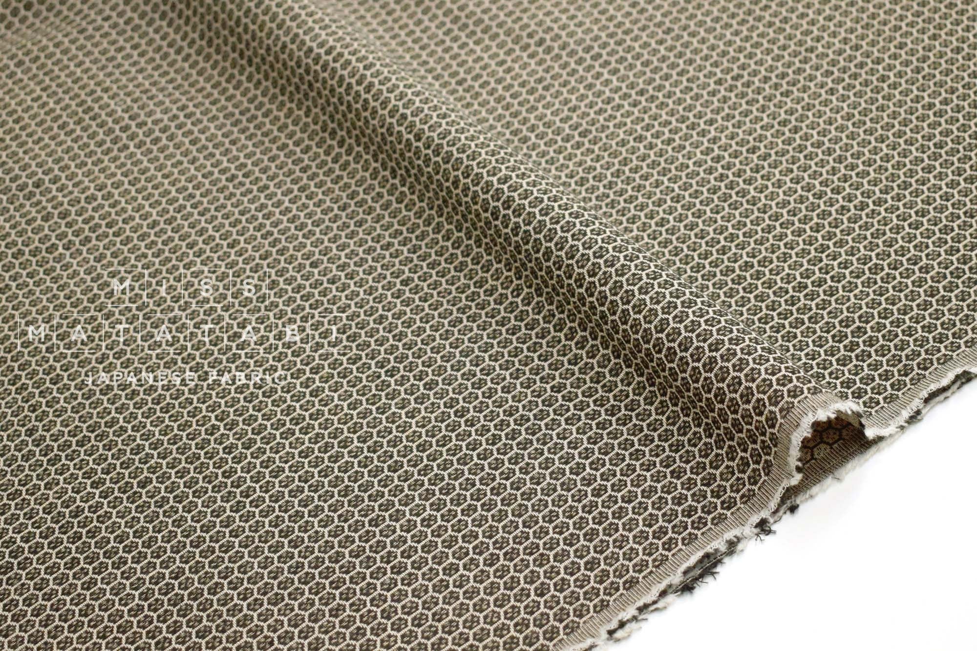 Japanese Fabric Yarn Dyed Woven Jacquard F - black, latte - 50cm