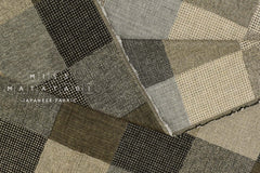 Japanese Fabric Yarn Dyed Woven Jacquard H - black, latte - 50cm