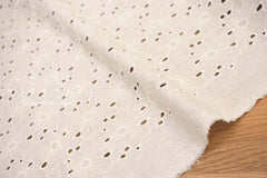 Japanese Fabric Embroidered Floral Eyelet - F - 50cm