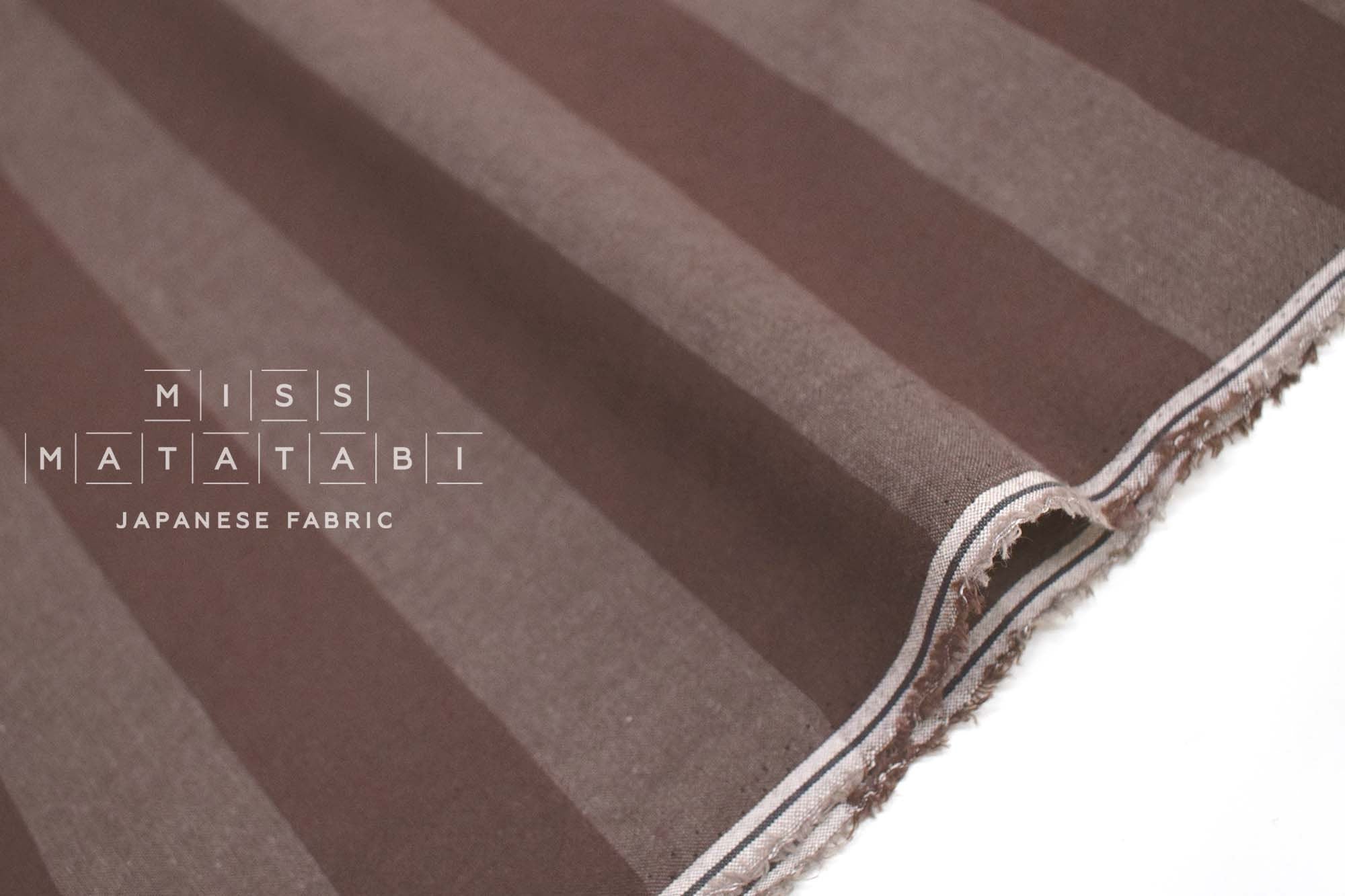Japanese Fabric Yarn Dyed Large Stripes - brown - 50cm