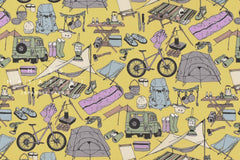 Japanese Fabric Let's Go Camping - B - 50cm