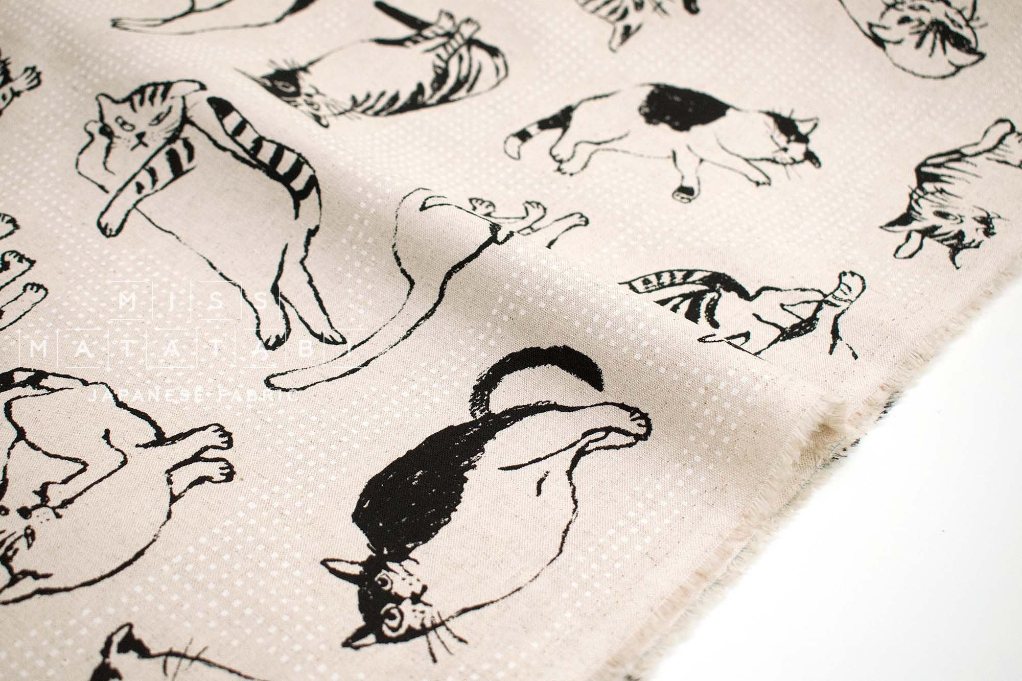 Japanese Fabric Neko With Attitude - A - 50cm