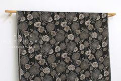 Japanese Fabric Yarn Dyed Woven Poppy Jacquard - black, latte - 50cm
