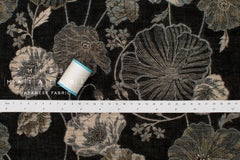 Japanese Fabric Yarn Dyed Woven Poppy Jacquard - black, latte - 50cm