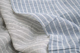 Japanese Fabric Shokunin Collection Yarn-Dyed Sun-Dried Double Gauze Stripes II - light blue -  50cm