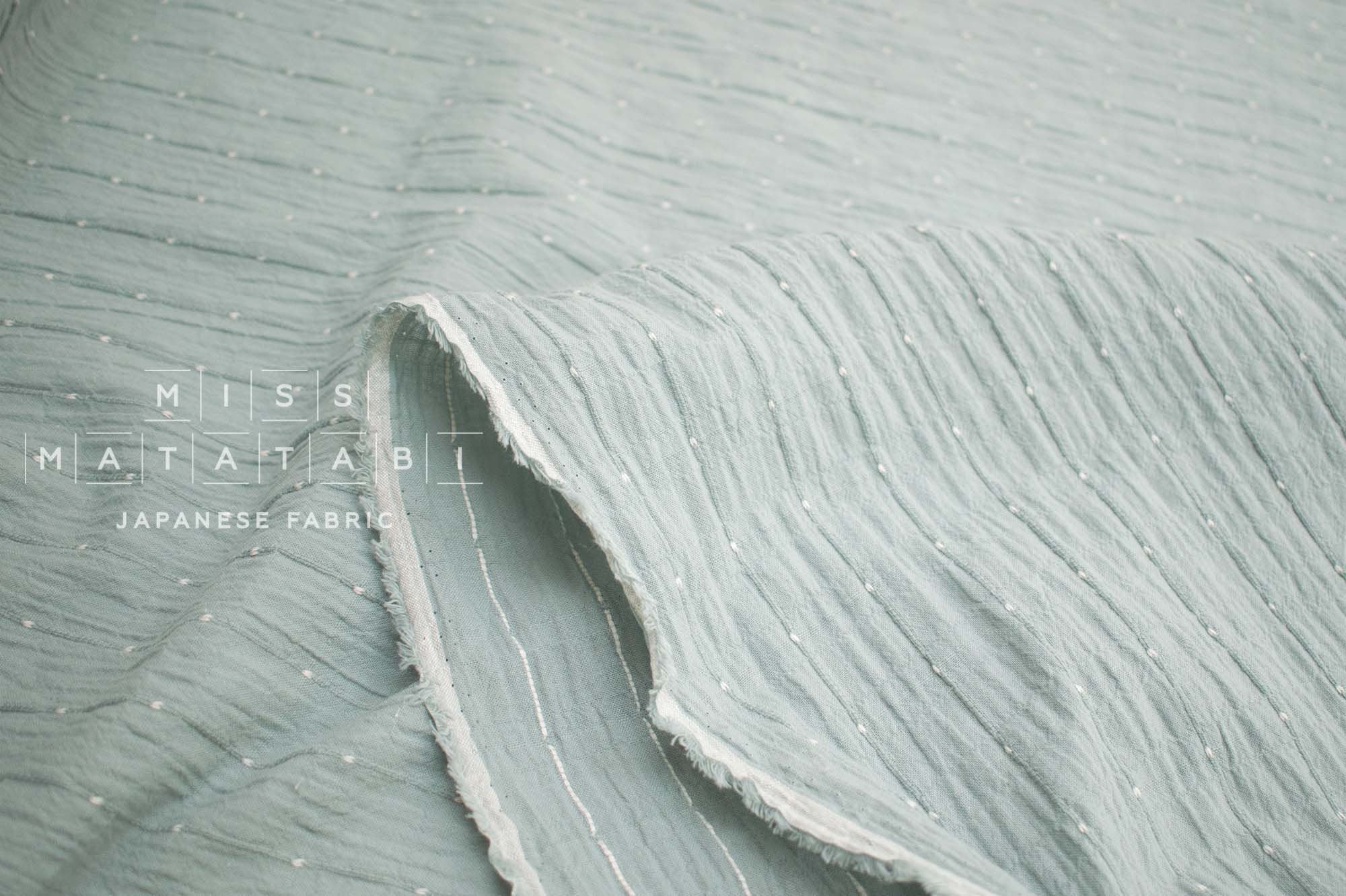 Japanese Fabric Shokunin Collection Yarn-Dyed Dot Dobby - sage blue grey - 50cm