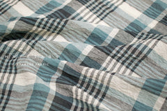 Japanese Fabric Shokunin Collection Yarn-Dyed Plaid - teal and black - 50cm