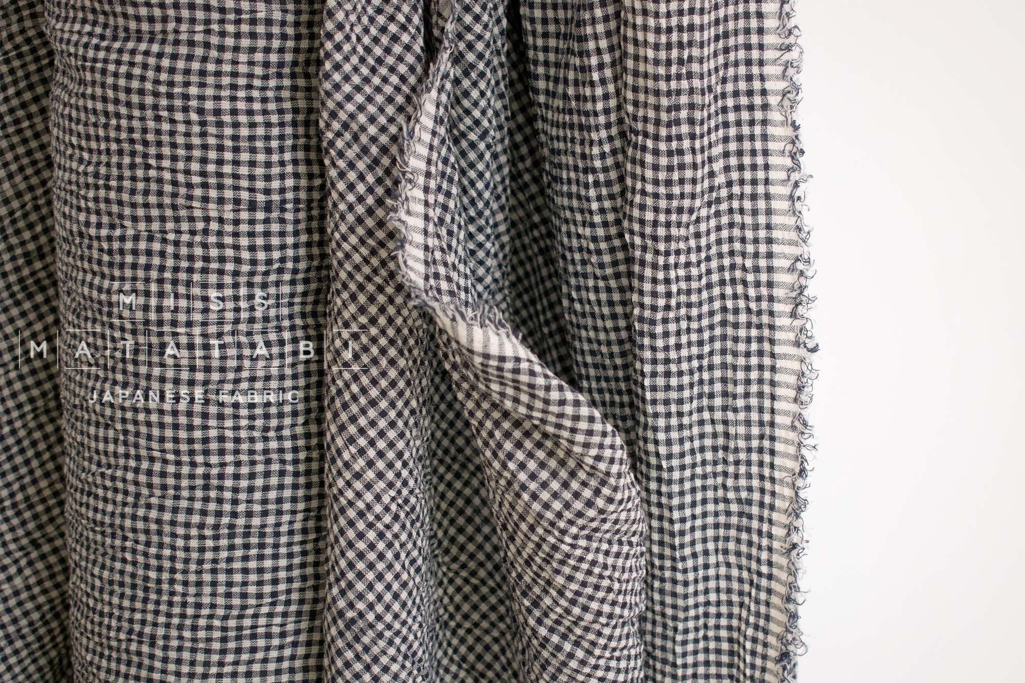 Japanese Fabric Shokunin Collection Yarn-Dyed Mini Gingham - navy - 50cm