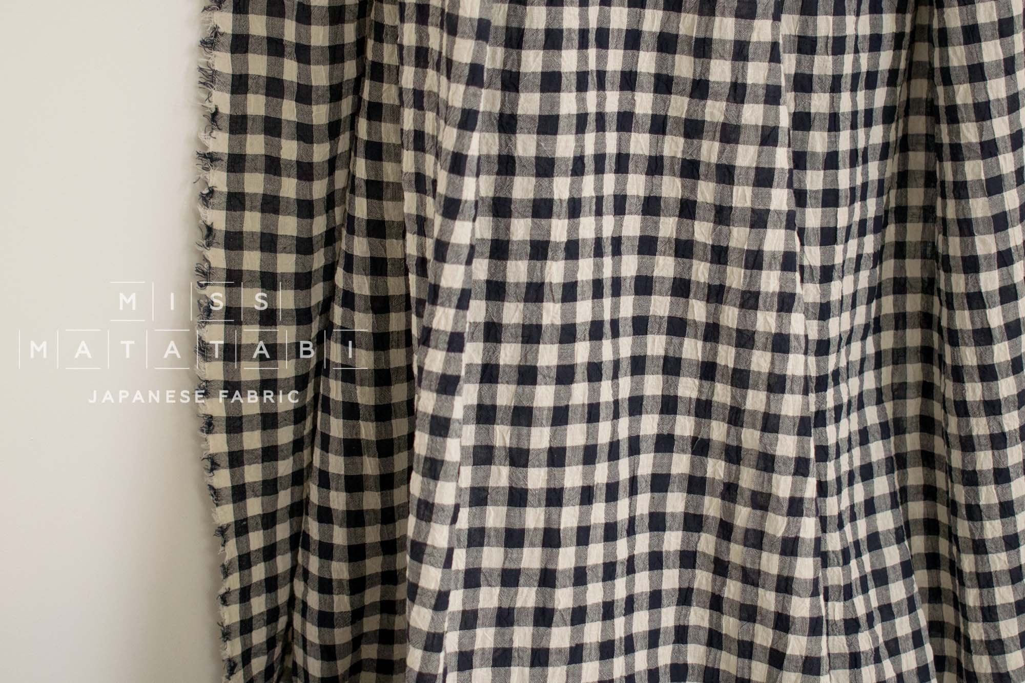 Japanese Fabric Shokunin Collection Yarn-Dyed Gingham - navy - 50cm
