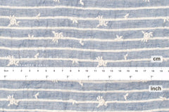 Japanese Fabric Shokunin Collection Yarn-Dyed Sun-Dried Embroidered Double Gauze Stripes II - light blue - 50cm