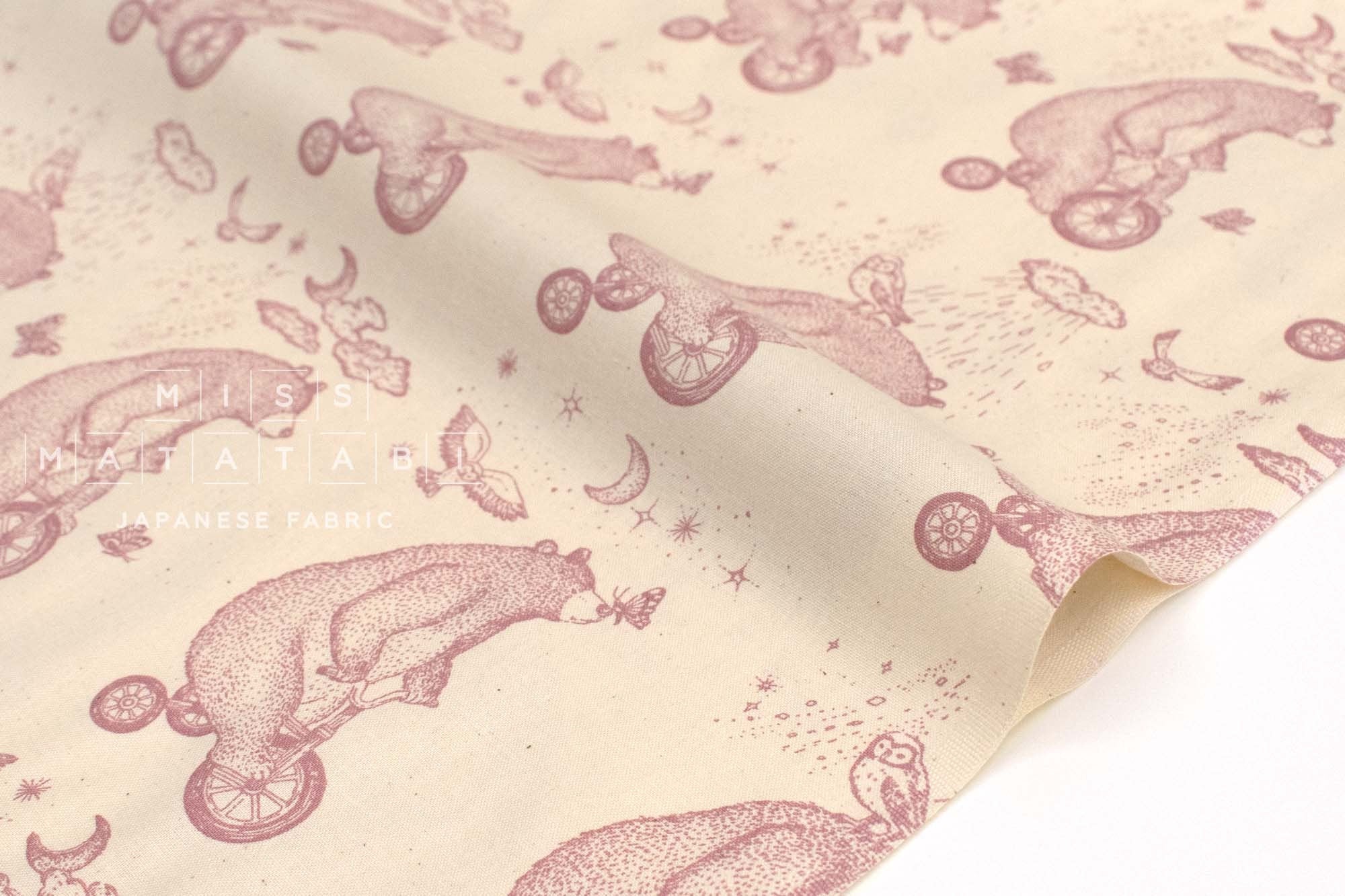 Japanese Fabric Bears Riding Bicycles - B2 - 50cm