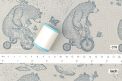 Japanese Fabric Bears Riding Bicycles - B3 - 50cm