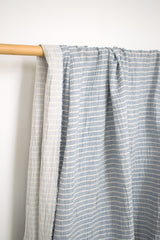 Japanese Fabric Shokunin Collection Yarn-Dyed Sun-Dried Double Gauze Stripes II - light blue - 50cm