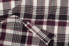 Japanese Fabric Shokunin Collection Yarn-Dyed Plaid - berry and eggplant - 50cm