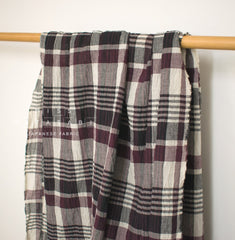 Japanese Fabric Shokunin Collection Yarn-Dyed Plaid - berry and eggplant - 50cm