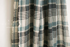 Japanese Fabric Shokunin Collection Yarn-Dyed Plaid - teal and black - 50cm
