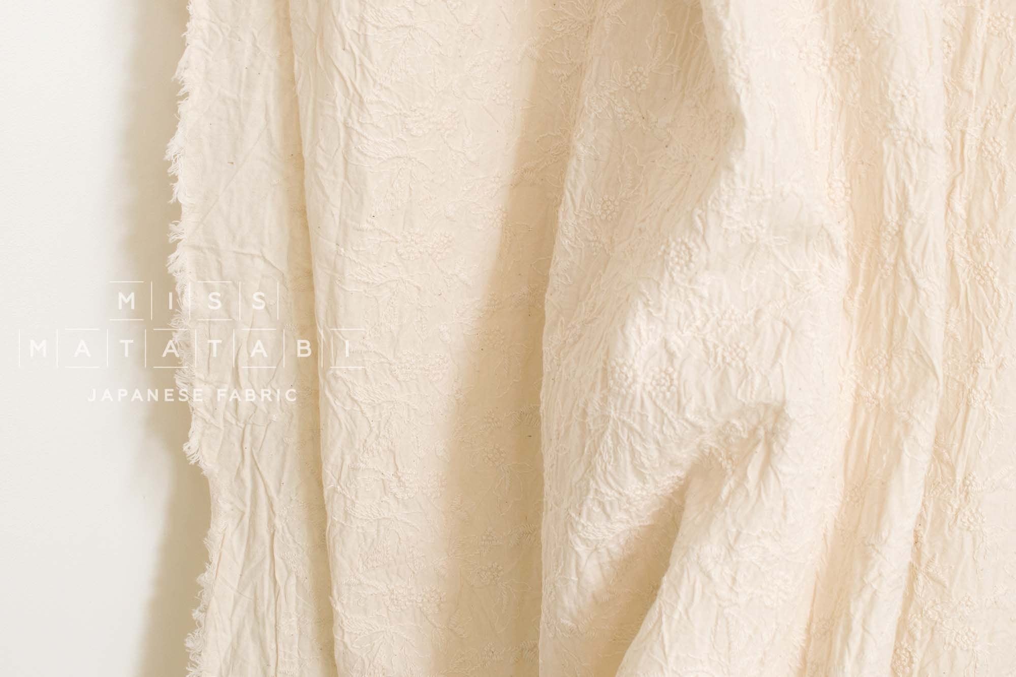 Japanese Fabric Shokunin Collection Sun-Dried Embroidered Cotton Batiste Carmella - cream - 50cm