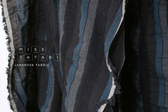 Japanese Fabric Shokunin Collection Yarn-Dyed Wool Stripes - charcoal, teal - 50cm