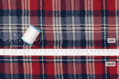 Japanese Fabric Shokunin Collection Yarn-Dyed Wool Plaid - red, navy - 50cm