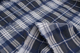 Japanese Fabric Shokunin Collection Yarn-Dyed Wool Plaid - navy blue - 50cm