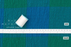 Japanese Fabric Shokunin Collection Yarn-Dyed Large Plaid Herringbone - green, blue - 50cm