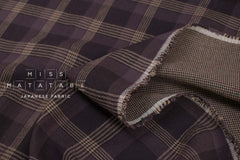 Japanese Fabric Shokunin Collection Yarn-Dyed Plaid and mini Houndstooth - eggplant - 50cm