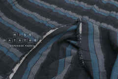 Japanese Fabric Shokunin Collection Yarn-Dyed Wool Stripes - charcoal, teal - 50cm