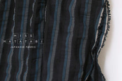 Japanese Fabric Shokunin Collection Yarn-Dyed Wool Stripes - charcoal, teal - 50cm