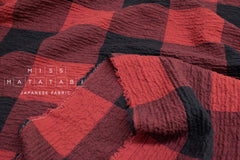 Japanese Fabric Shokunin Collection Yarn-Dyed Large Plaid Herringbone - red - 50cm