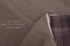 Japanese Fabric Shokunin Collection Yarn-Dyed Plaid and mini Houndstooth - eggplant - 50cm