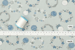 Japanese Fabric Noel Blanc Mistletoe and Ornaments - B3 - 50cm