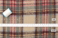 Japanese Fabric Shokunin Collection Yarn-Dyed Wool Tartan Plaid - beige - 50cm