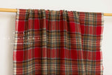 Japanese Fabric Shokunin Collection Yarn-Dyed Wool Tartan Plaid - red - 50cm