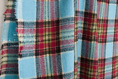 Japanese Fabric Shokunin Collection Yarn-Dyed Wool Tartan Plaid - aqua - 50cm