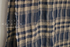 Japanese Fabric Shokunin Collection Yarn-Dyed Wool Blend Check Plaid - blue - 50cm