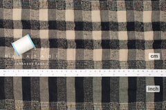 Japanese Fabric Shokunin Collection Yarn-Dyed Wool Blend Check Plaid - black - 50cm