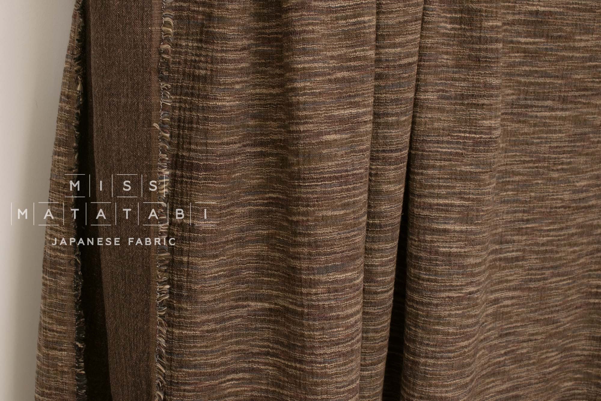 Japanese Fabric Shokunin Collection Yarn-Dyed Slub Kasuri - brown - 50cm
