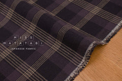 Japanese Fabric Shokunin Collection Yarn-Dyed Plaid and mini Houndstooth - eggplant - 50cm