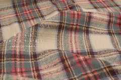 Japanese Fabric Shokunin Collection Yarn-Dyed Wool Tartan Plaid - beige - 50cm
