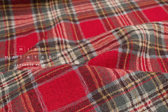 Japanese Fabric Shokunin Collection Yarn-Dyed Wool Tartan Plaid - red - 50cm