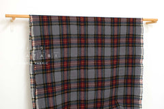 Japanese Fabric Shokunin Collection Yarn-Dyed Wool Tartan Plaid - grey, blue - 50cm