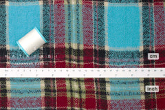 Japanese Fabric Shokunin Collection Yarn-Dyed Wool Tartan Plaid - aqua - 50cm