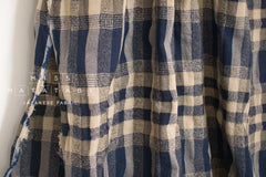Japanese Fabric Shokunin Collection Yarn-Dyed Wool Blend Check Plaid - blue - 50cm