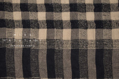 Japanese Fabric Shokunin Collection Yarn-Dyed Wool Blend Check Plaid - black - 50cm