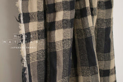 Japanese Fabric Shokunin Collection Yarn-Dyed Wool Blend Check Plaid - black - 50cm