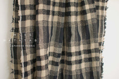 Japanese Fabric Shokunin Collection Yarn-Dyed Wool Blend Check Plaid - black - 50cm