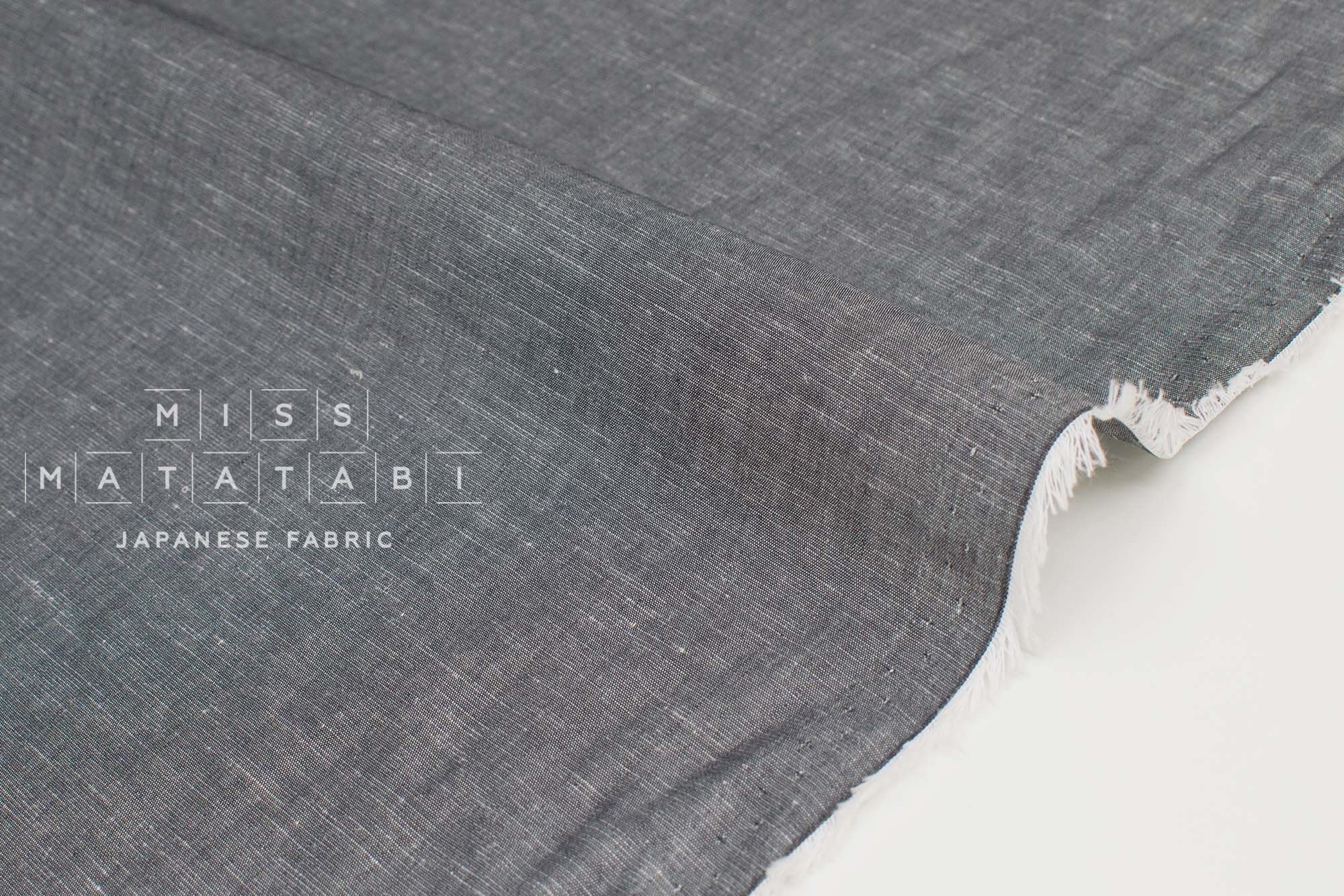 Japanese Fabric Linen Blend Chambray - black chambray - 50cm